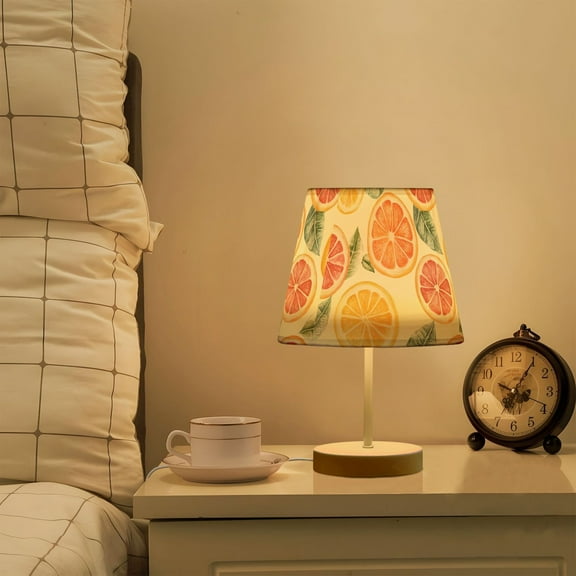 Yayeee Mini Table Lamp 10.8" Dimmable with Fabric Shade 3 Color Temperatures, Candy Grapefruit Slices
