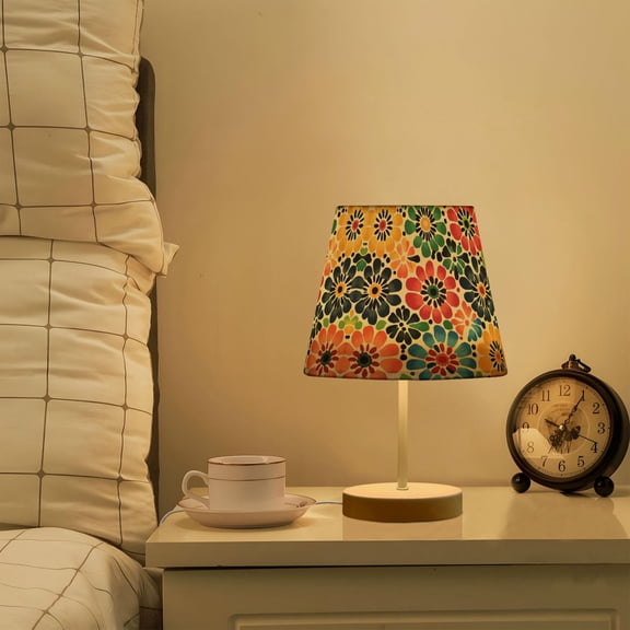Yayeee Mini Table Lamp 11.8" Dimmable with Fabric Shade 3 Color Temperatures, Dark Floral