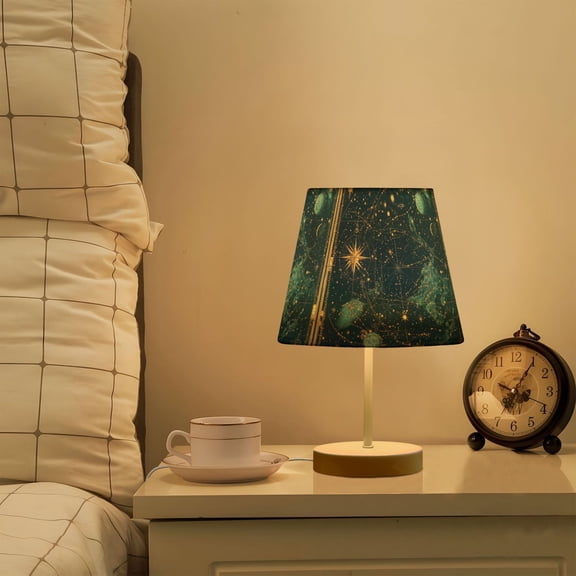 Yayeee Mini Table Lamp 11.8" Dimmable with Fabric Shade 3 Color Temperatures, Dark Star Map