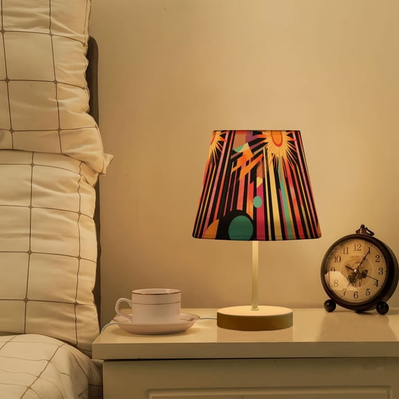 Yayeee Mini Table Lamp 11.8" Dimmable with Fabric Shade 3 Color Temperatures, Futuristic Sun