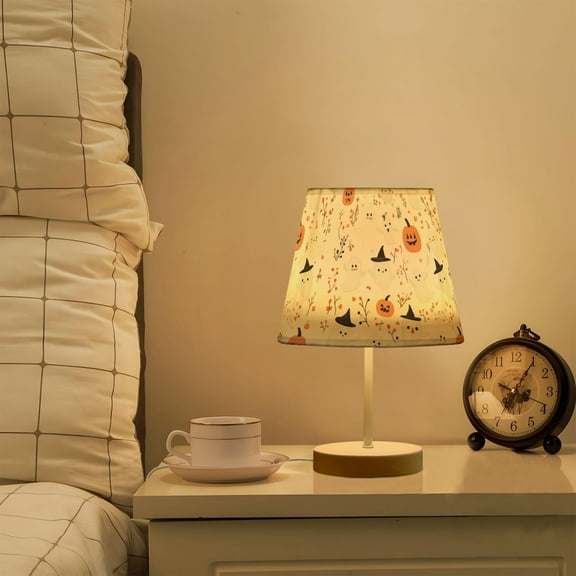 Yayeee Mini Table Lamp 10.8" Dimmable with Fabric Shade 3 Color Temperatures, Ghost Design