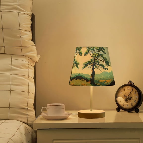 Yayeee Mini Table Lamp 10.8" Dimmable with Fabric Shade 3 Color Temperatures, Mounatin at Dawn