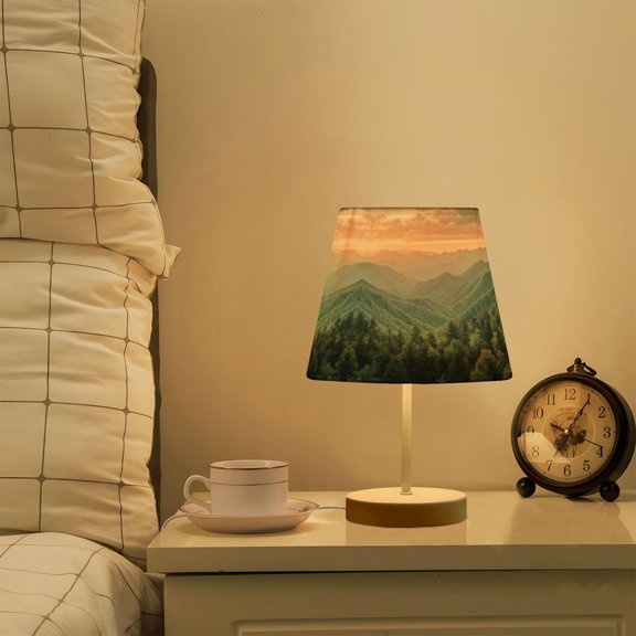 Yayeee Mini Table Lamp 10.8" Dimmable with Fabric Shade 3 Color Temperatures, Mountains at Dawn