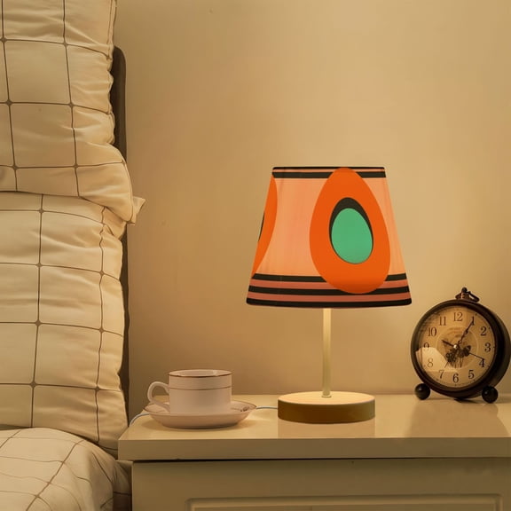 Yayeee Mini Table Lamp 11.8" Dimmable with Fabric Shade 3 Color Temperatures, Orange Circle