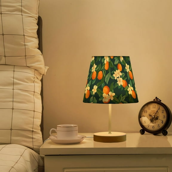 Yayeee Mini Table Lamp 10.8" Dimmable with Fabric Shade 3 Color Temperatures, Orange Fruit