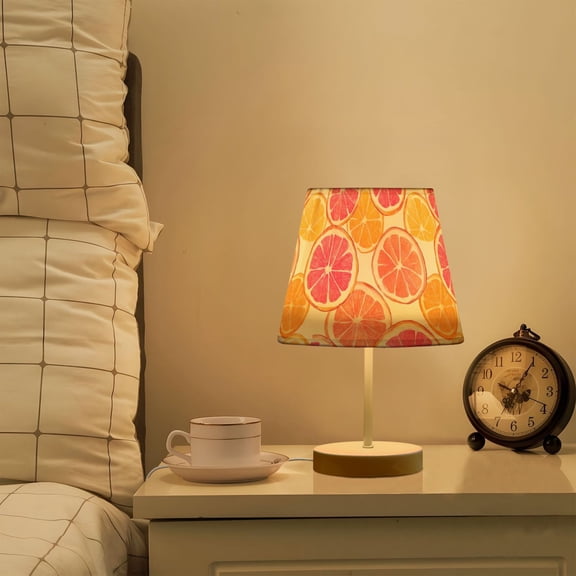 Yayeee Mini Table Lamp 10.8" Dimmable with Fabric Shade 3 Color Temperatures, Orange Grapefruit Slices