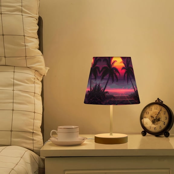 Yayeee Mini Table Lamp 11.8" Dimmable with Fabric Shade 3 Color Temperatures, Pink Digital Art