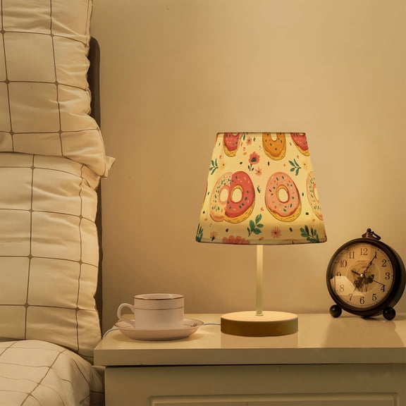 Yayeee Mini Table Lamp 11.8" Dimmable with Fabric Shade 3 Color Temperatures, Pink Donut
