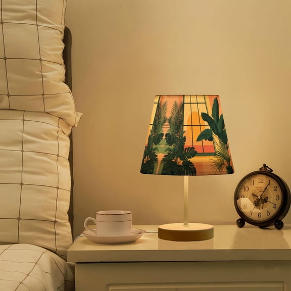 Yayeee Mini Table Lamp 10.8" Dimmable with Fabric Shade 3 Color Temperatures, Pink Sunset