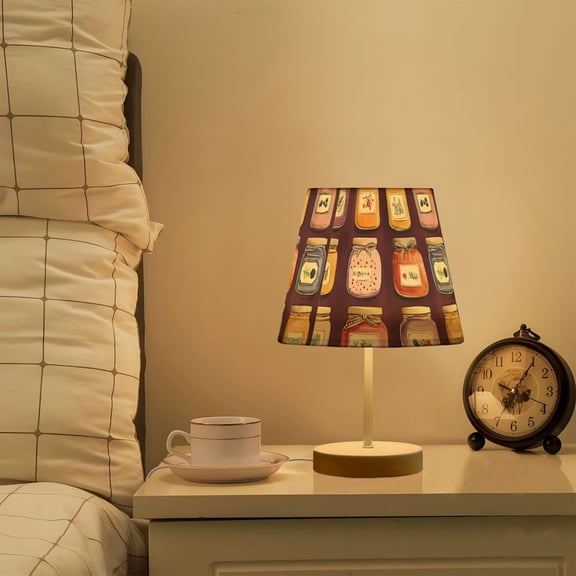 Yayeee Mini Table Lamp 11.8" Dimmable with Fabric Shade 3 Color Temperatures, Purple Jam
