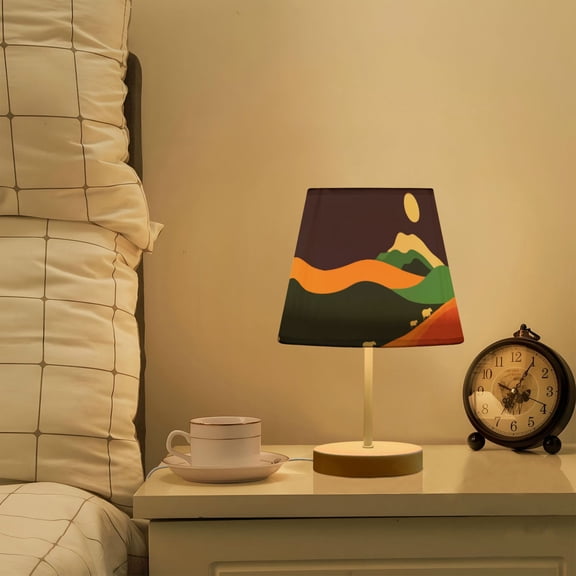 Yayeee Mini Table Lamp 10.8" Dimmable with Fabric Shade 3 Color Temperatures, Purple Mountain