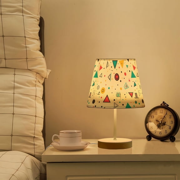Yayeee Mini Table Lamp 10.8" Dimmable with Fabric Shade 3 Color Temperatures, Red Simple Shapes