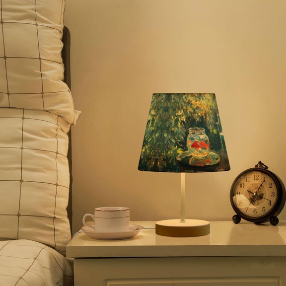 Yayeee Mini Table Lamp 11.8" Dimmable with Fabric Shade 3 Color Temperatures, Sunshine Goldfish