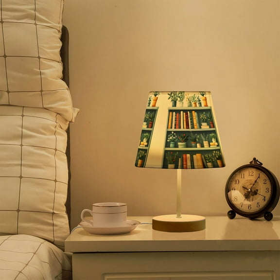 Yayeee Mini Table Lamp 10.8" Dimmable with Fabric Shade 3 Color Temperatures, White Shelf