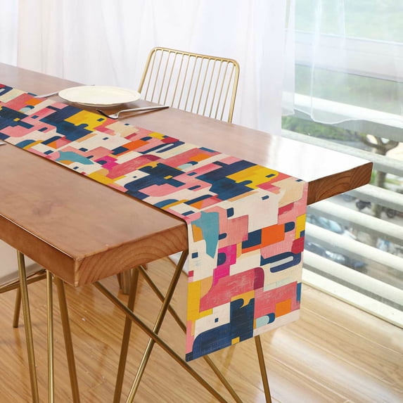 Yayeee Table Runner 70 inches Long Home Kitchen Dinning Party Decoration, Art Geometric