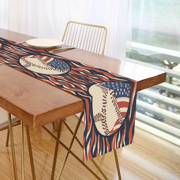 Yayeee Table Runner 70 inches Long Home Kitchen Dinning Party Decoration, Baseball Pattern