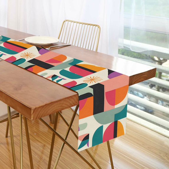 Yayeee Table Runner 70 inches Long Home Kitchen Dinning Party Decoration, Beige Abstract