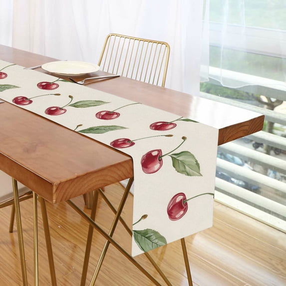 Yayeee Table Runner 70 inches Long Home Kitchen Dinning Party Decoration, Beige Cherry