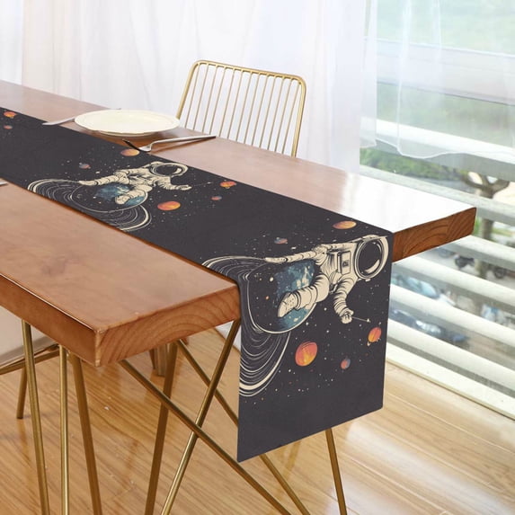 Yayeee Table Runner 70 inches Long Home Kitchen Dinning Party Decoration, Black Astronaut Space
