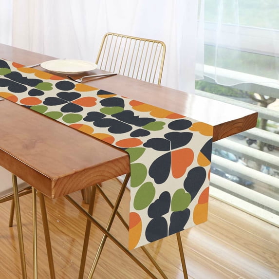 Yayeee Table Runner 70 inches Long Home Kitchen Dinning Party Decoration, Black Clover Pattern