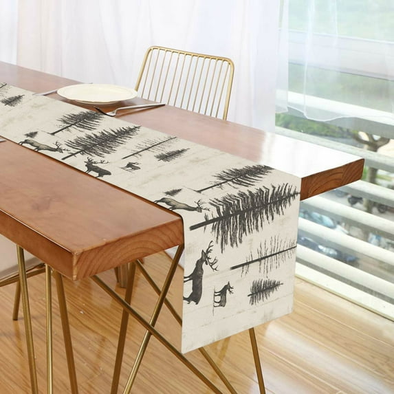 Yayeee Table Runner 70 inches Long Home Kitchen Dinning Party Decoration, Black Deer