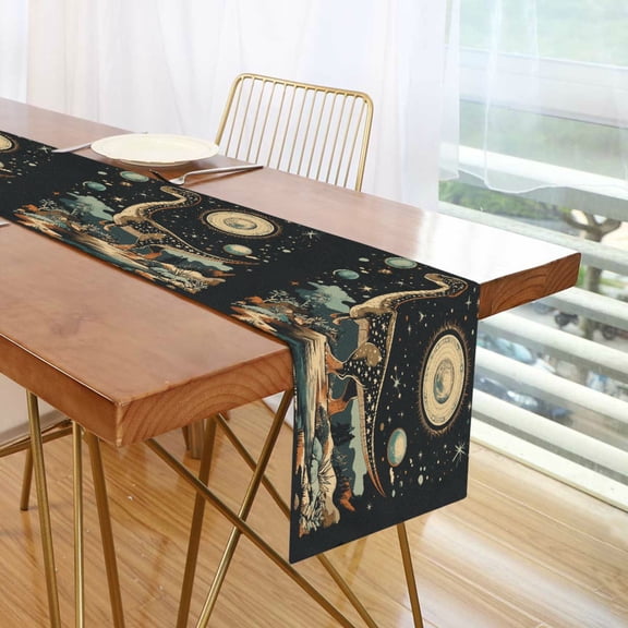 Yayeee Table Runner 70 inches Long Home Kitchen Dinning Party Decoration, Black Dinosaur