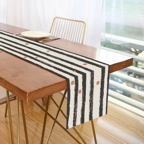 Yayeee Table Runner 70 inches Long Home Kitchen Dinning Party Decoration, Black Stripes