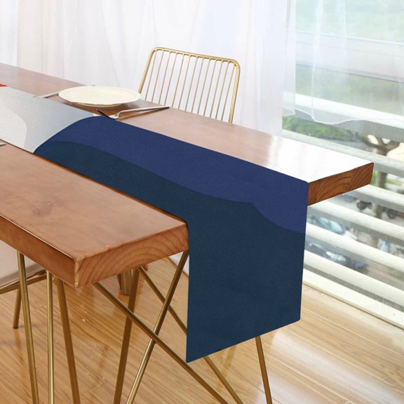 Yayeee Table Runner 70 inches Long Home Kitchen Dinning Party Decoration, Blue Abstract Wavy