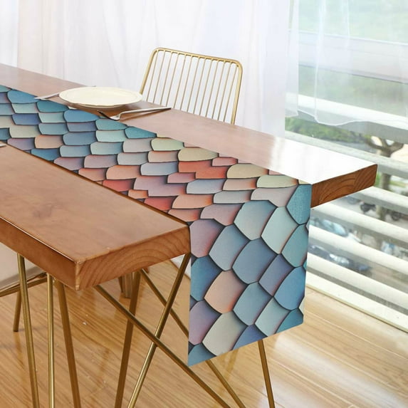 Yayeee Table Runner 70 inches Long Home Kitchen Dinning Party Decoration, Blue Art Pattern