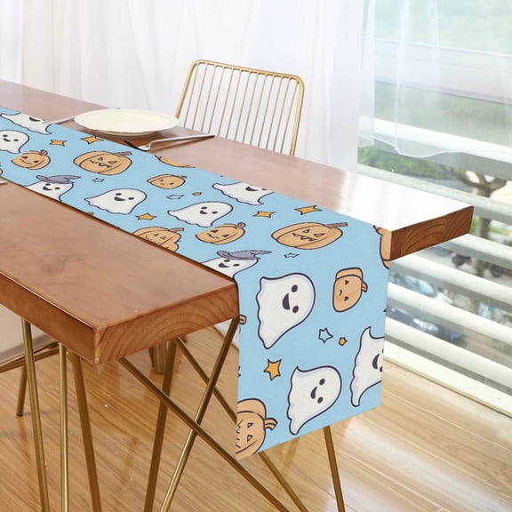 Yayeee Table Runner 70 inches Long Home Kitchen Dinning Party Decoration, Blue Halloween Ghosts