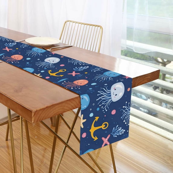 Yayeee Table Runner 70 inches Long Home Kitchen Dinning Party Decoration, Blue Jellyfish