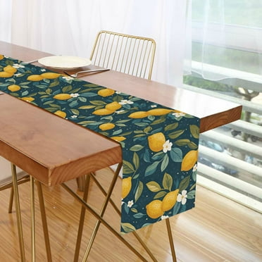 Yayeee Table Runner 70 inches Long Home Kitchen Dinning Party Decoration, Blue Lemons