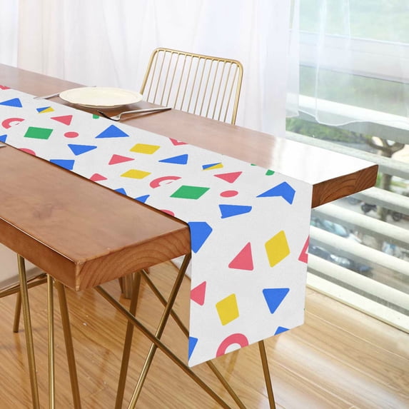 Yayeee Table Runner 70 inches Long Home Kitchen Dinning Party Decoration, Blue Retro Triangles