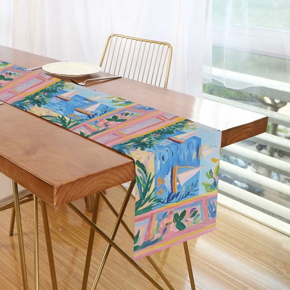 Yayeee Table Runner 70 inches Long Home Kitchen Dinning Party Decoration, Blue Seaside