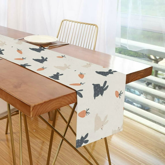 Yayeee Table Runner 70 inches Long Home Kitchen Dinning Party Decoration, Bunnies and Carrots