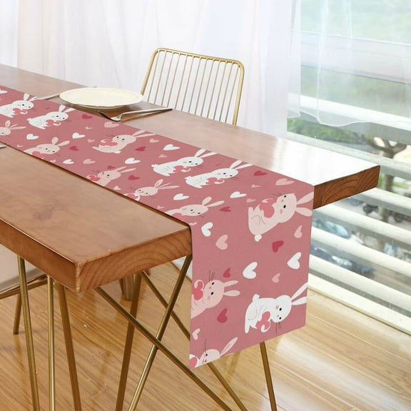 Yayeee Table Runner 70 inches Long Home Kitchen Dinning Party Decoration, Bunny Love Blooms