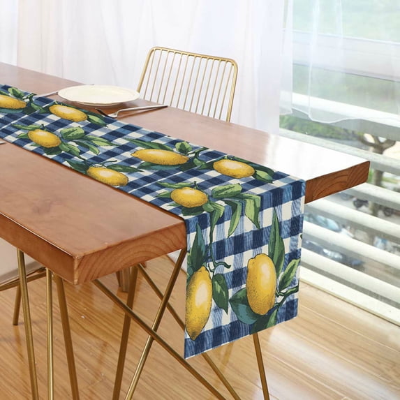 Yayeee Table Runner 70 inches Long Home Kitchen Dinning Party Decoration, Cartoon Beige Lemon