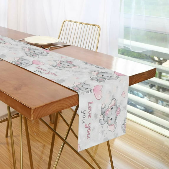Yayeee Table Runner 70 inches Long Home Kitchen Dinning Party Decoration, Cartoon Elephant