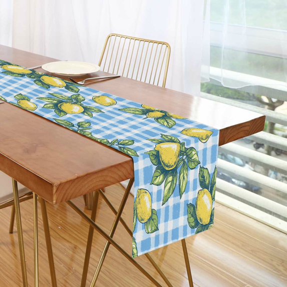 Yayeee Table Runner 70 inches Long Home Kitchen Dinning Party Decoration, Cartoon Plaid Lemon