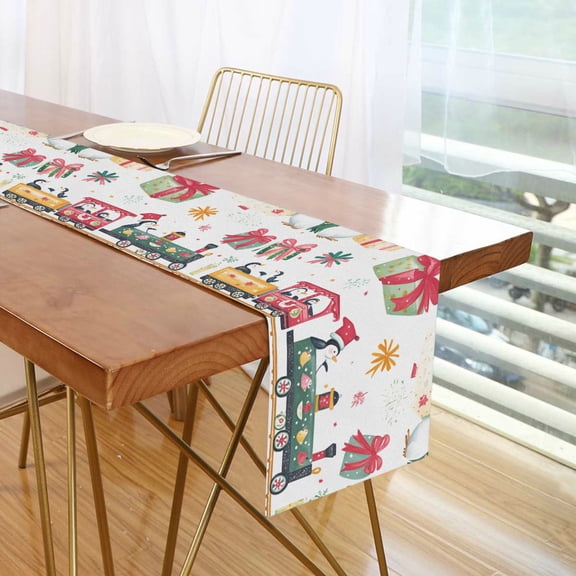 Yayeee Table Runner 70 inches Long Home Kitchen Dinning Party Decoration, Christmas Penguin