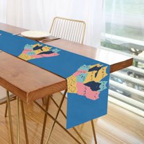 Yayeee Table Runner 70 inches Long Home Kitchen Dinning Party Decoration, Colorful Ice Cream Cat