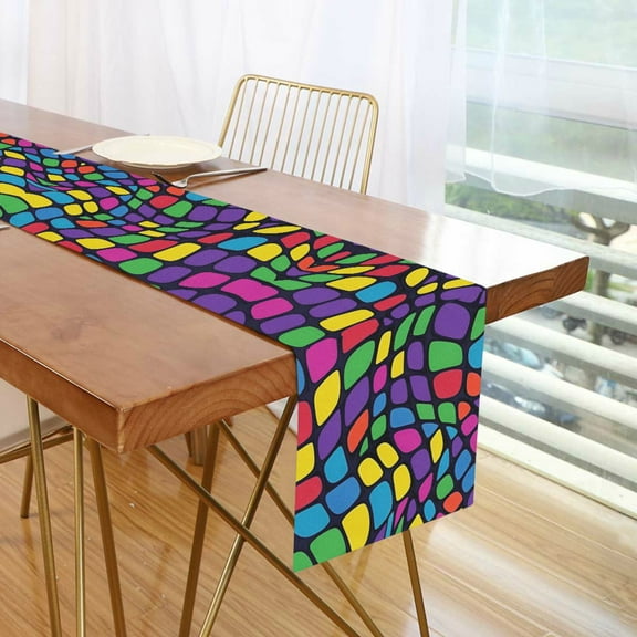 Yayeee Table Runner 70 inches Long Home Kitchen Dinning Party Decoration, Colorful Psychedelic