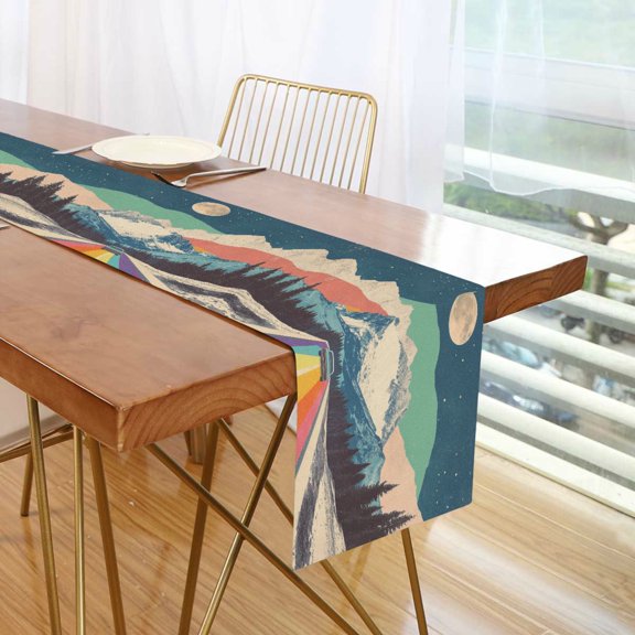 Yayeee Table Runner 70 inches Long Home Kitchen Dinning Party Decoration, Colorful Road at Night