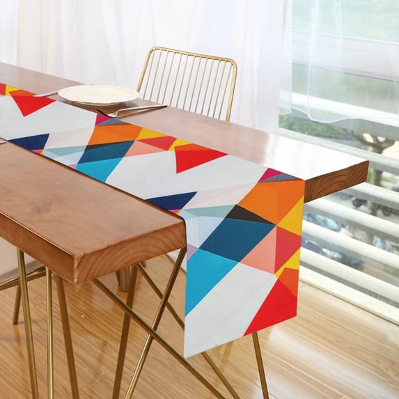 Yayeee Table Runner 70 inches Long Home Kitchen Dinning Party Decoration, Colorful Triangles