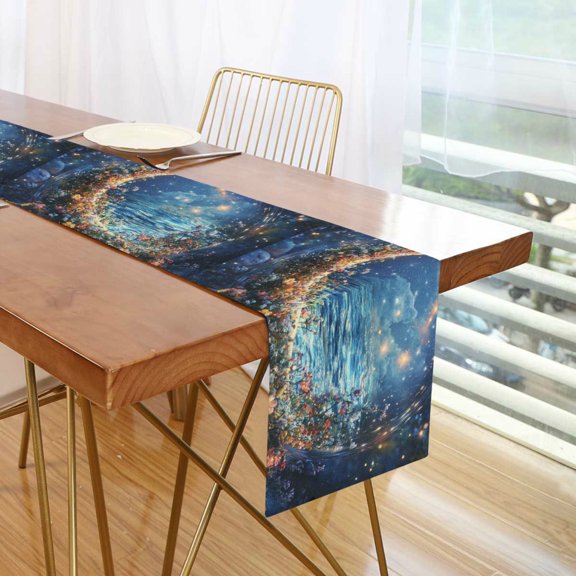 Yayeee Table Runner 70 inches Long Home Kitchen Dinning Party Decoration, Crystal Moon