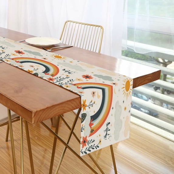 Yayeee Table Runner 70 inches Long Home Kitchen Dinning Party Decoration, Cute Rainbow