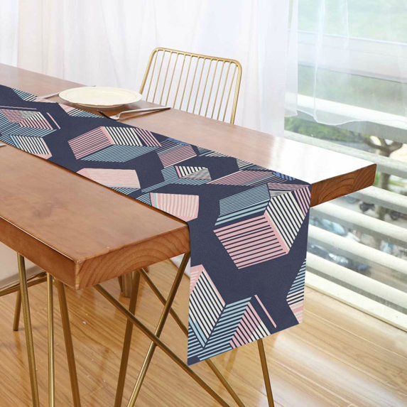 Yayeee Table Runner 70 inches Long Home Kitchen Dinning Party Decoration, Dark Cubes