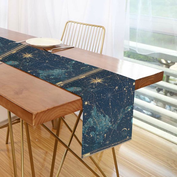 Yayeee Table Runner 70 inches Long Home Kitchen Dinning Party Decoration, Dark Star Map