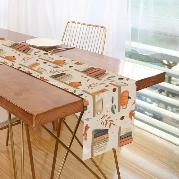 Yayeee Table Runner 70 inches Long Home Kitchen Dinning Party Decoration, Fall Book Shelf