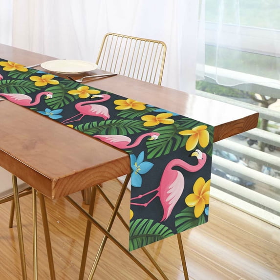 Yayeee Table Runner 70 inches Long Home Kitchen Dinning Party Decoration, Flamingo Floral Pattern